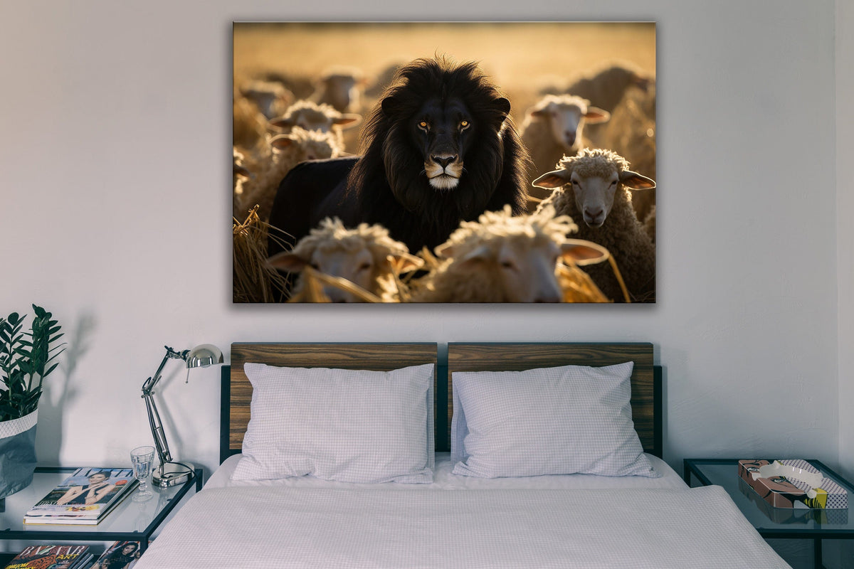 Lion Leading Sheep Wall Art, alternate view by Impaktiv