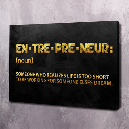 Entrepreneur Definition Wall Art | Inspirational Wall Art Motivational Wall Art Quotes Office Art | Impaktiv Exclusive Canvas Art Landscape