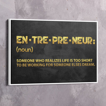 Entrepreneur Definition Wall Art | Inspirational Wall Art Motivational Wall Art Quotes Office Art | Impaktiv Exclusive Canvas Art Landscape