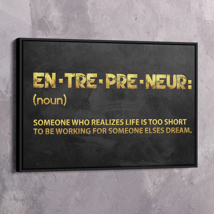 Entrepreneur Definition Wall Art | Inspirational Wall Art Motivational Wall Art Quotes Office Art | Impaktiv Exclusive Canvas Art Landscape