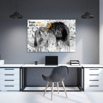 Every King Needs A Queen Wall Art | Inspirational Wall Art Motivational Wall Art Quotes Office Art | Impaktiv Exclusive Canvas Art Landscape