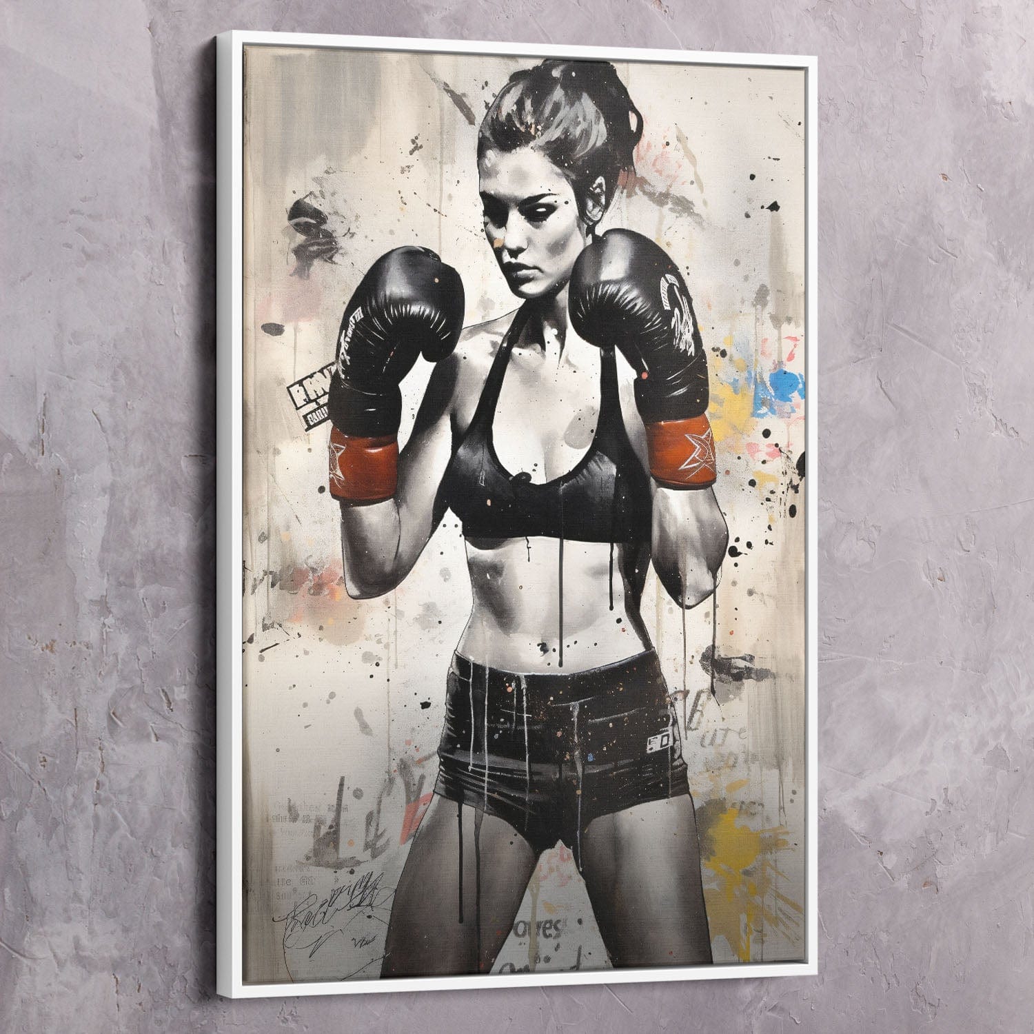Female Boxer - Falling Is Okay Quote Wall Art | Inspirational Wall Art Motivational Wall Art Quotes Office Art | Impaktiv Exclusive Canvas Art Portrait