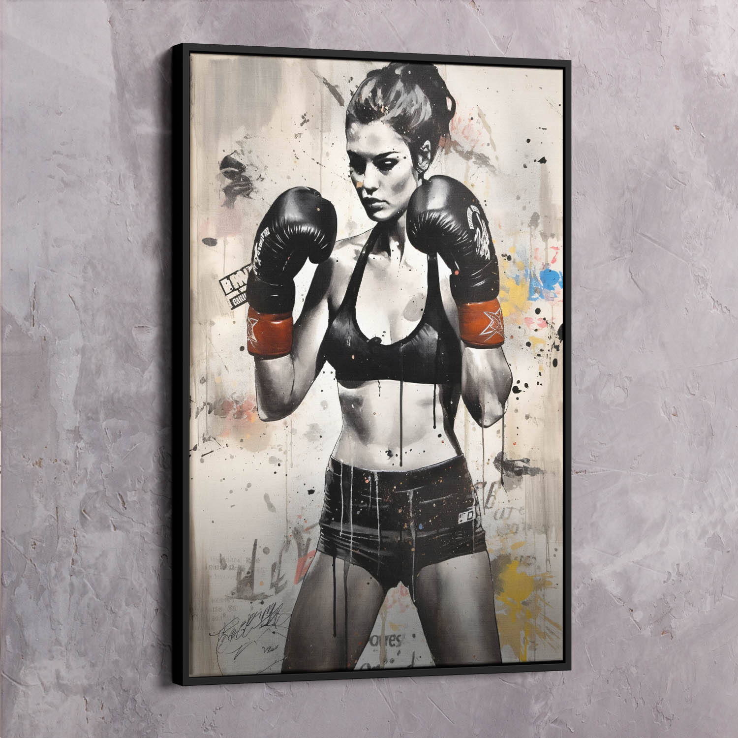Female Boxer - Falling Is Okay Quote Wall Art | Inspirational Wall Art Motivational Wall Art Quotes Office Art | Impaktiv Exclusive Canvas Art Portrait