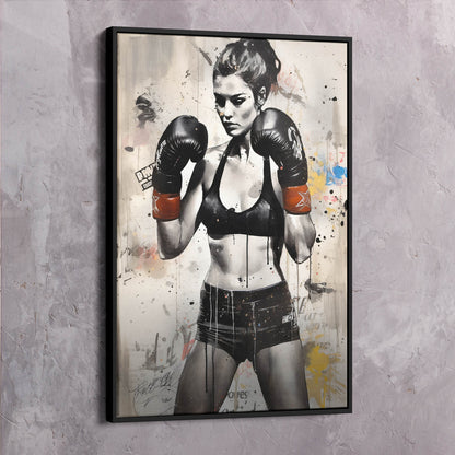 Female Boxer - Falling Is Okay Quote Wall Art | Inspirational Wall Art Motivational Wall Art Quotes Office Art | Impaktiv Exclusive Canvas Art Portrait