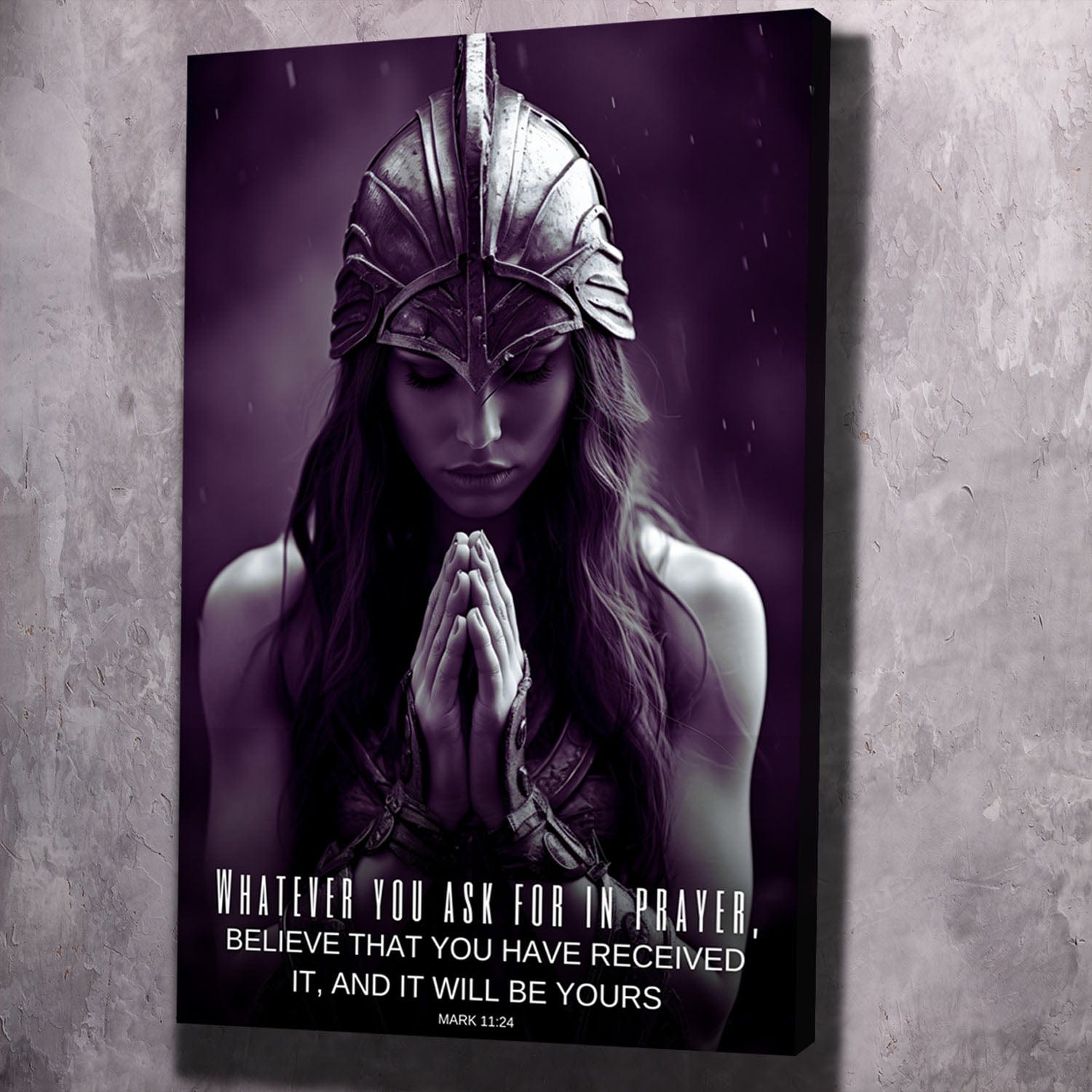 Female Warrior - Whatever you ask for in prayer, believe that you have received it - Mark 11:24 Scripture Wall Art | Inspirational Wall Art Motivational Wall Art Quotes Office Art | Impaktiv Exclusive Canvas Art Portrait
