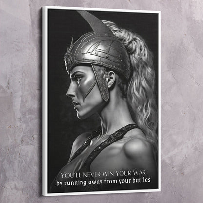 Female Warrior - You���������ll Never Win Your War Quote Wall Art | Inspirational Wall Art Motivational Wall Art Quotes Office Art | Impaktiv Exclusive Canvas Art Portrait