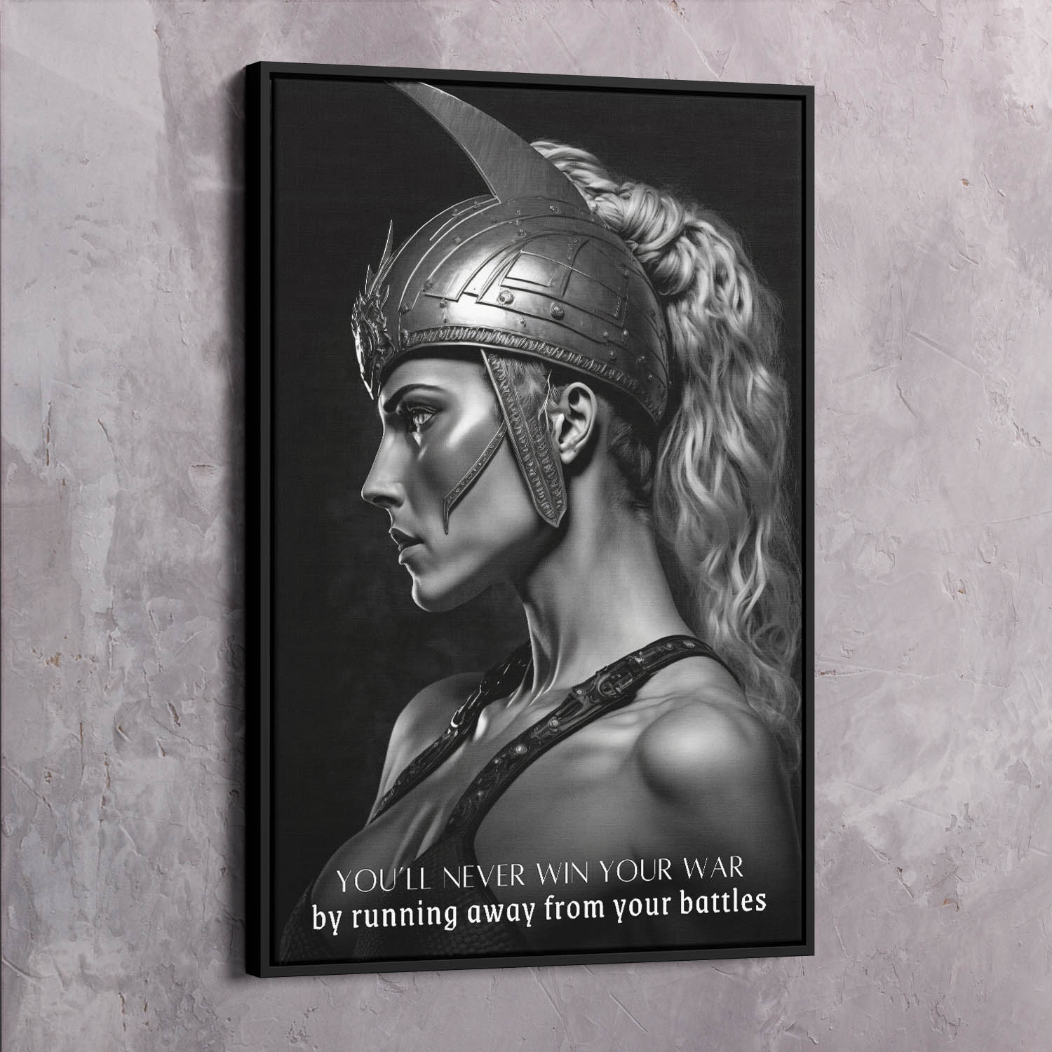 Female Warrior - You���������ll Never Win Your War Quote Wall Art | Inspirational Wall Art Motivational Wall Art Quotes Office Art | Impaktiv Exclusive Canvas Art Portrait