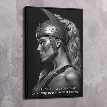 Female Warrior - You���������ll Never Win Your War Quote Wall Art | Inspirational Wall Art Motivational Wall Art Quotes Office Art | Impaktiv Exclusive Canvas Art Portrait