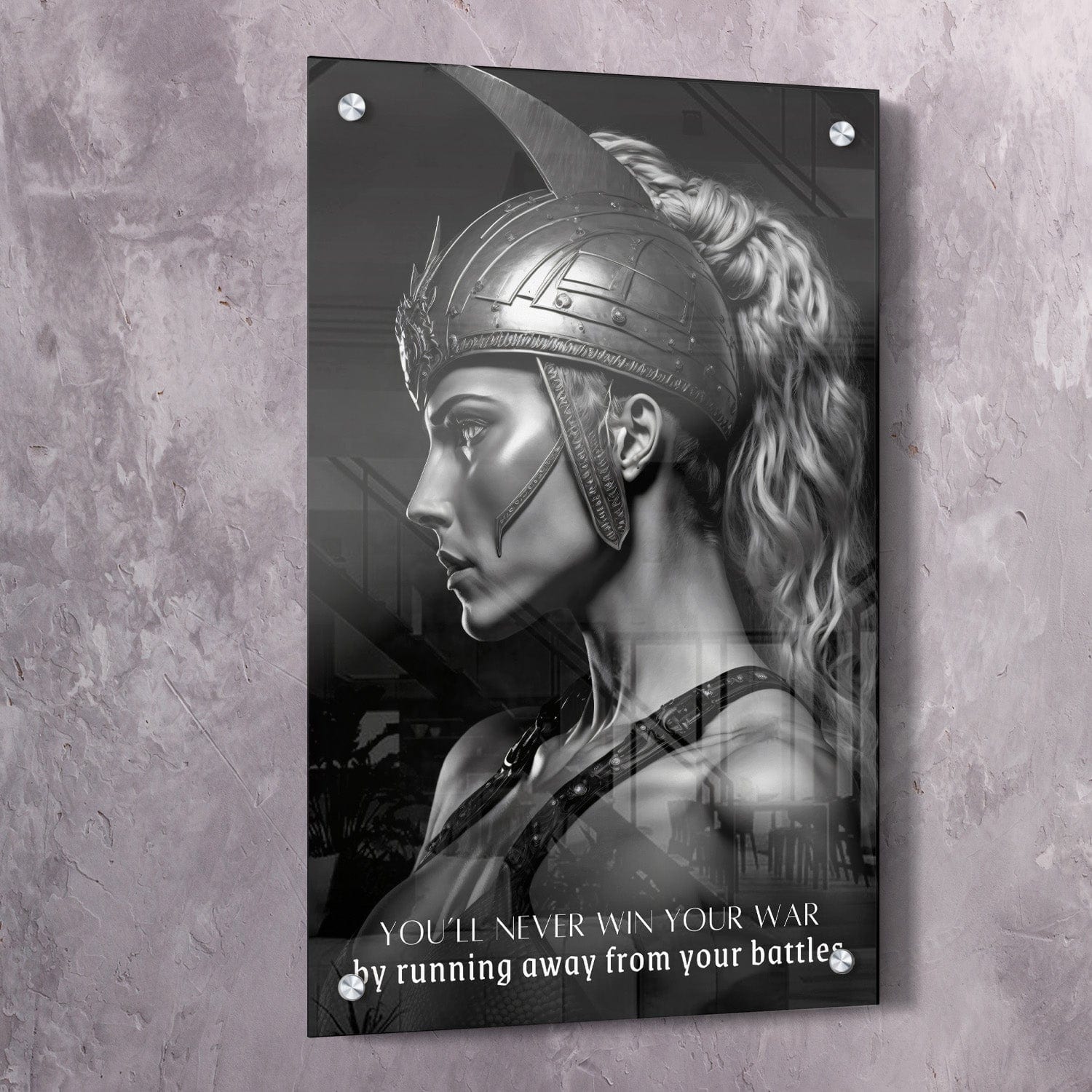 Female Warrior - You���������ll Never Win Your War Quote Wall Art | Inspirational Wall Art Motivational Wall Art Quotes Office Art | Impaktiv Exclusive Canvas Art Portrait