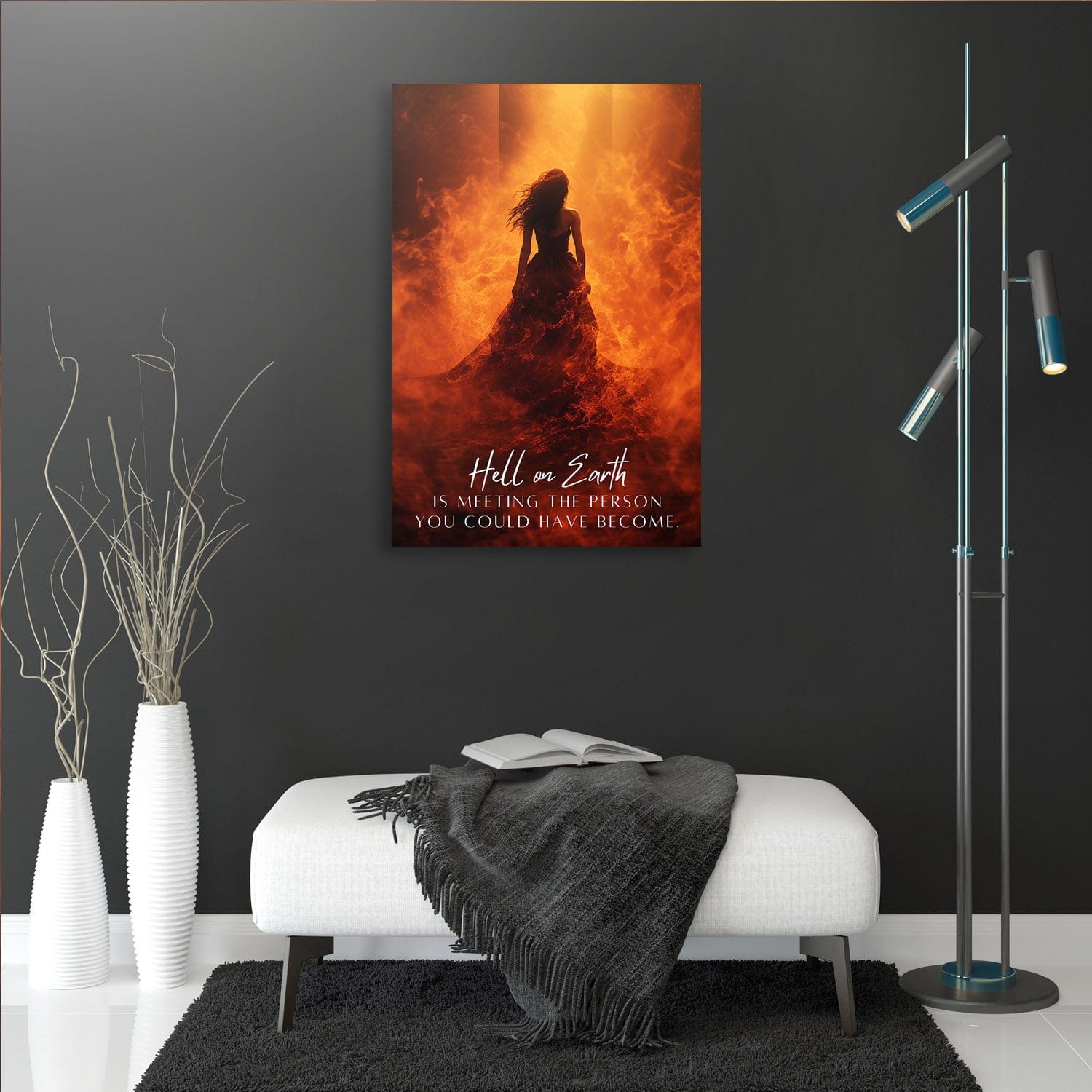 Flames of Regret - Person Could Have Become Quote Wall Art | Inspirational Wall Art Motivational Wall Art Quotes Office Art | Impaktiv Exclusive Canvas Art Portrait
