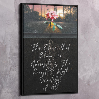 Flower Adversity Road Wall Art | Inspirational Wall Art Motivational Wall Art Quotes Office Art | Impaktiv Exclusive Canvas Art Portrait