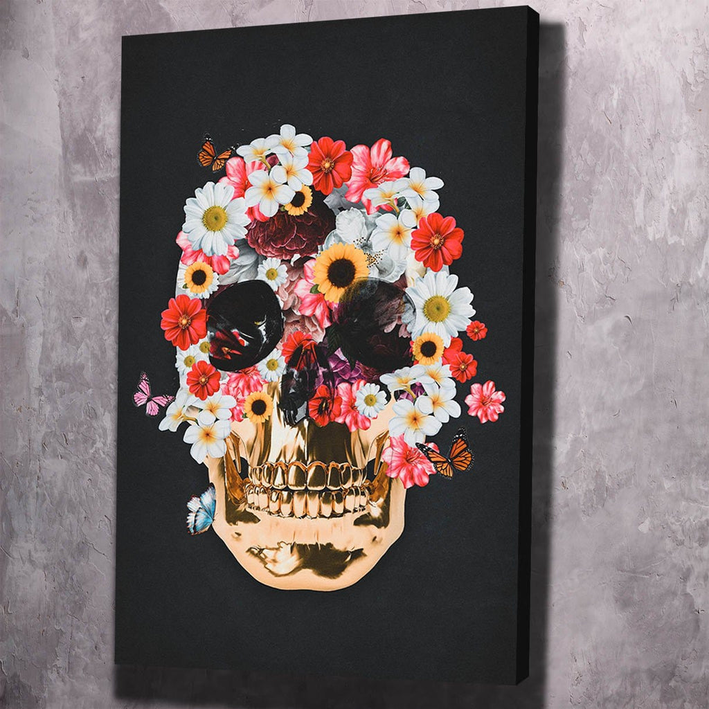 Flower Skull Motivational Wall Art, inspirational wall art by Impaktiv