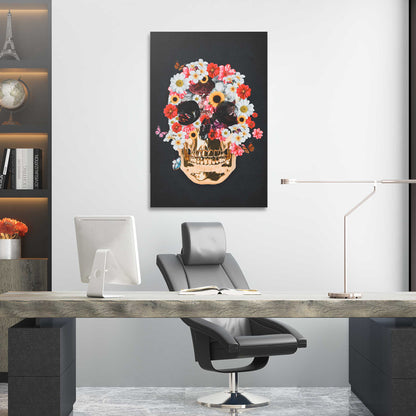 Flower Skull Wall Art | Inspirational Wall Art Motivational Wall Art Quotes Office Art | Impaktiv Exclusive Canvas Art Portrait
