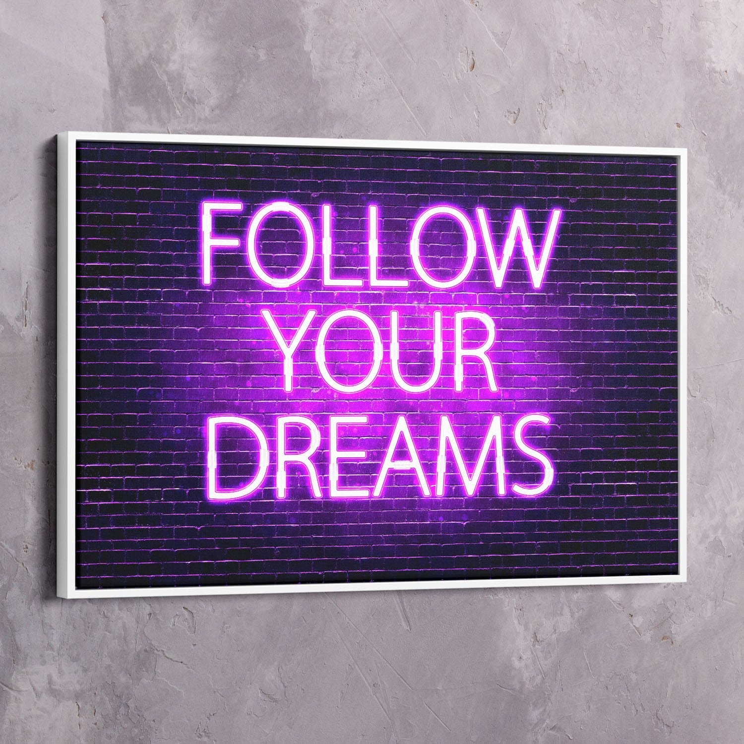 Follow Your Dreams Neon Wall Art Wall Art | Inspirational Wall Art Motivational Wall Art Quotes Office Art | Impaktiv Exclusive Canvas Art Landscape