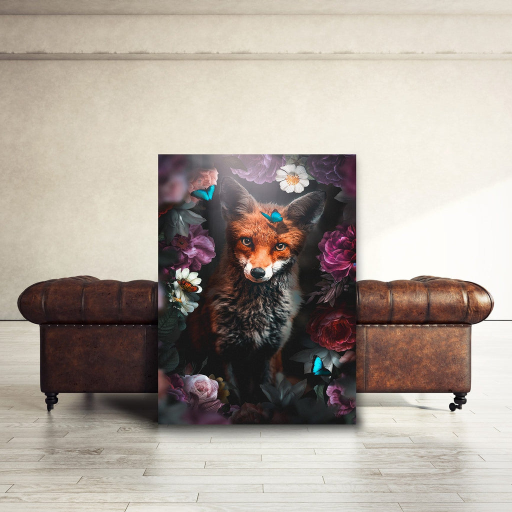 Fox in Flowers Wall Art, alternate artwork view by Impaktiv