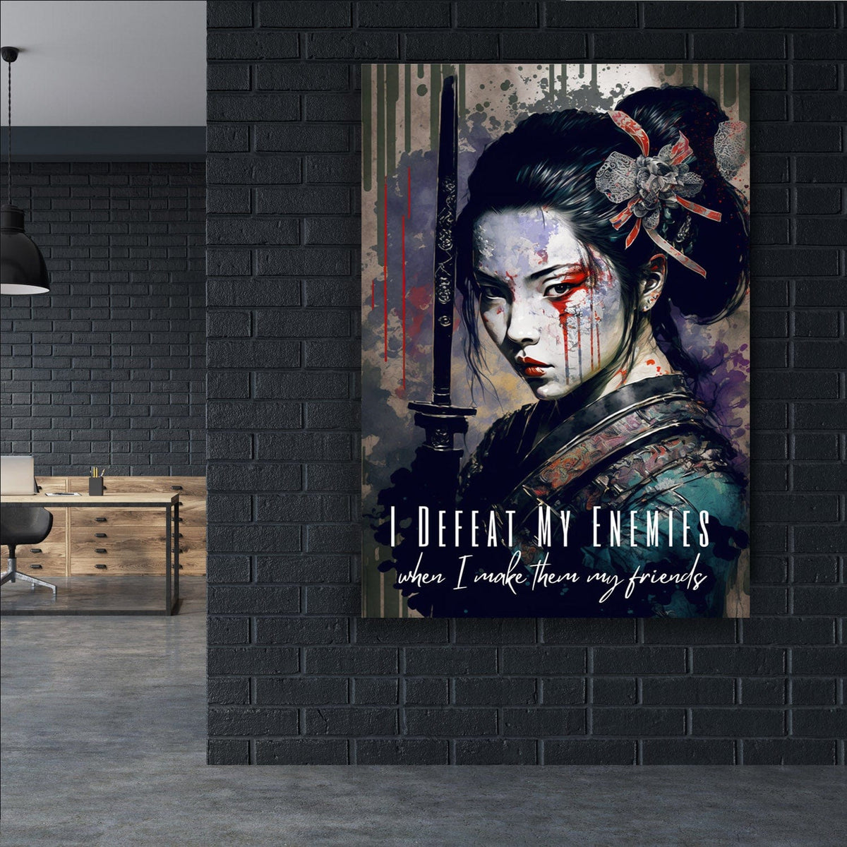 Geisha Warrior - I Defeat My Enemies Dalai Lama Wall Art, alternate view by Impaktiv