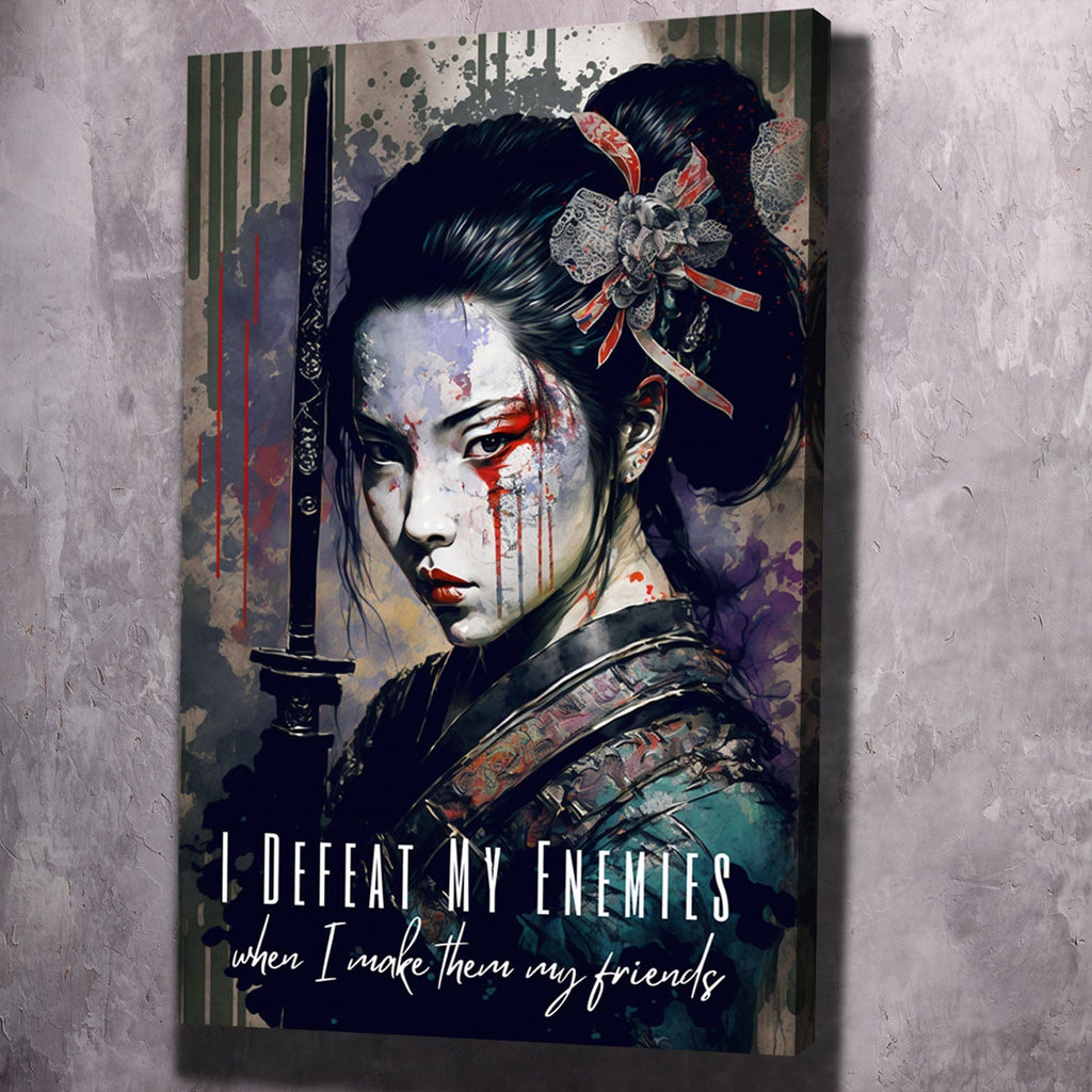 Geisha Warrior - I Defeat My Enemies Dalai Lama Wall Art, peace inspirational wall art by Impaktiv