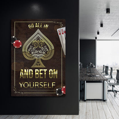 Go All-In Wall Art | Inspirational Wall Art Motivational Wall Art Quotes Office Art | Impaktiv Exclusive Canvas Art Portrait