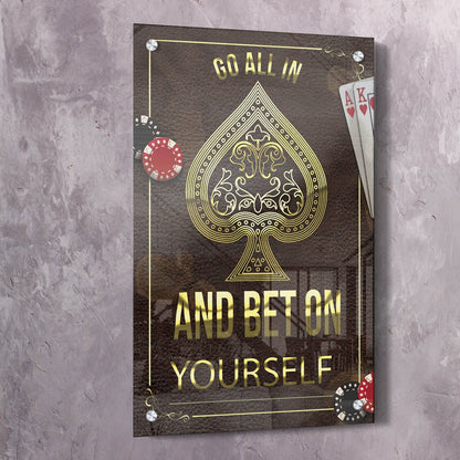 Go All-In Wall Art | Inspirational Wall Art Motivational Wall Art Quotes Office Art | Impaktiv Exclusive Canvas Art Portrait