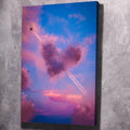 Unframed canvas wall art with purple-blue clouds and glowing light trails