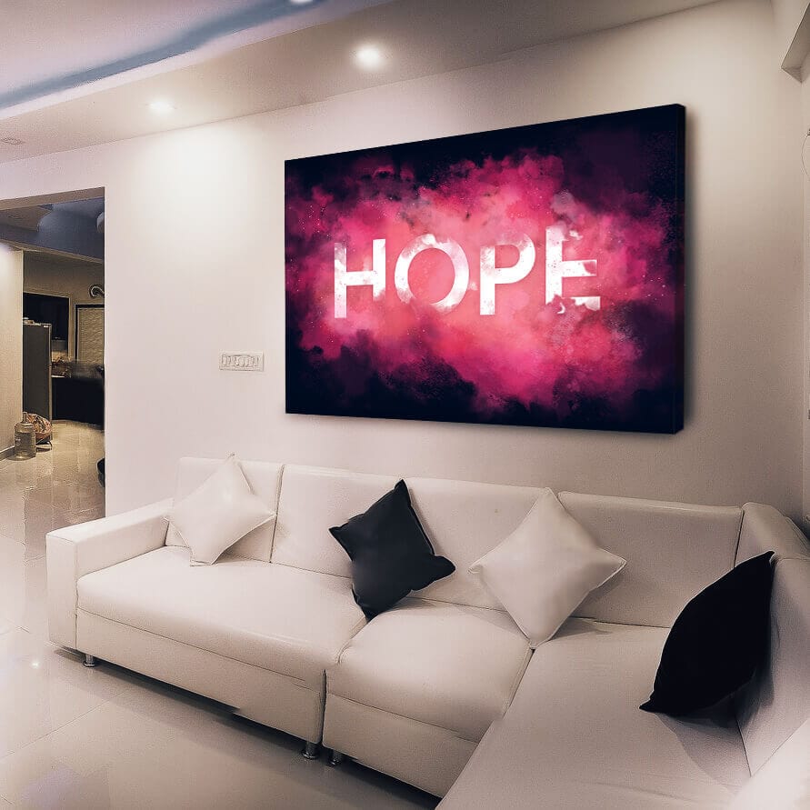 HOPE Smoke Wall Art | Inspirational Wall Art Motivational Wall Art Quotes Office Art | Impaktiv Exclusive Canvas Art Landscape