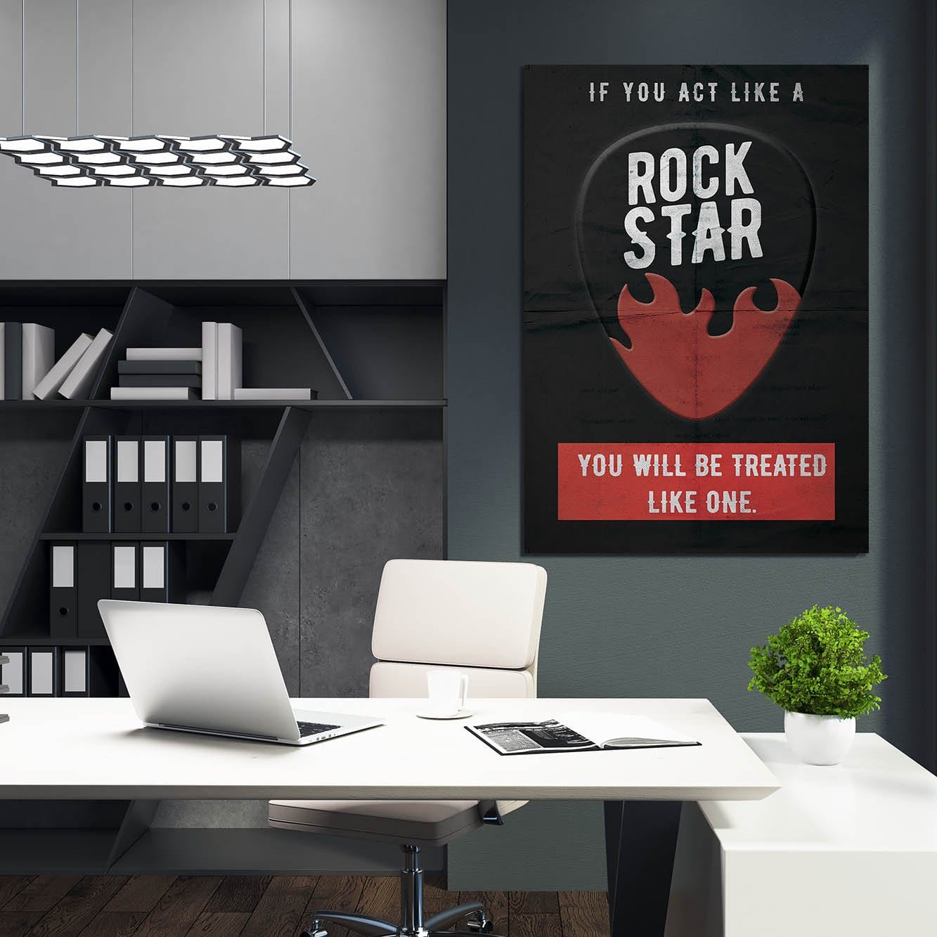 If You Act Like A Rock Star Quote Wall Art | Inspirational Wall Art Motivational Wall Art Quotes Office Art | Impaktiv Exclusive Canvas Art Portrait