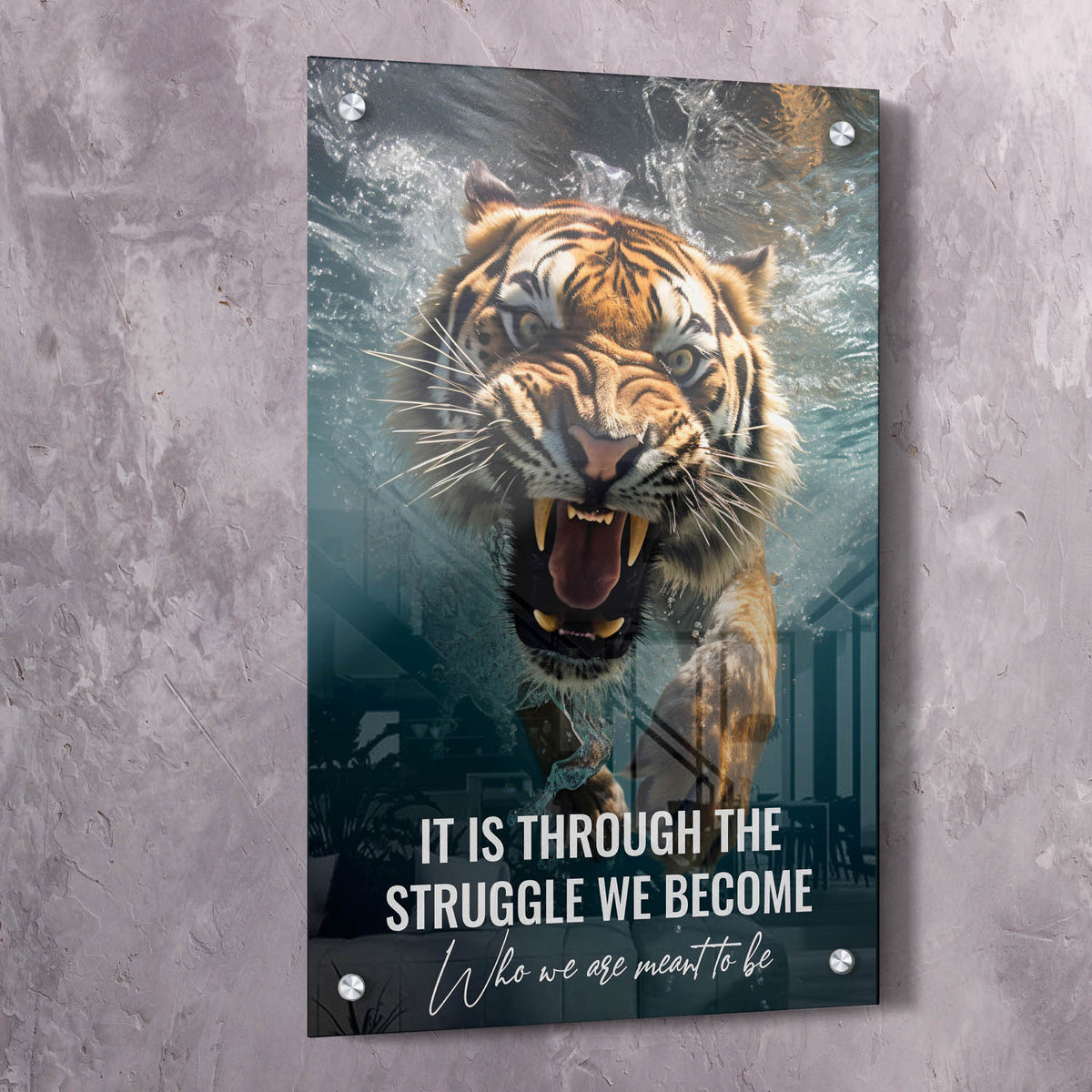 Tiger in Water - Through the Struggle Wall Art, alternate artwork view by Impaktiv