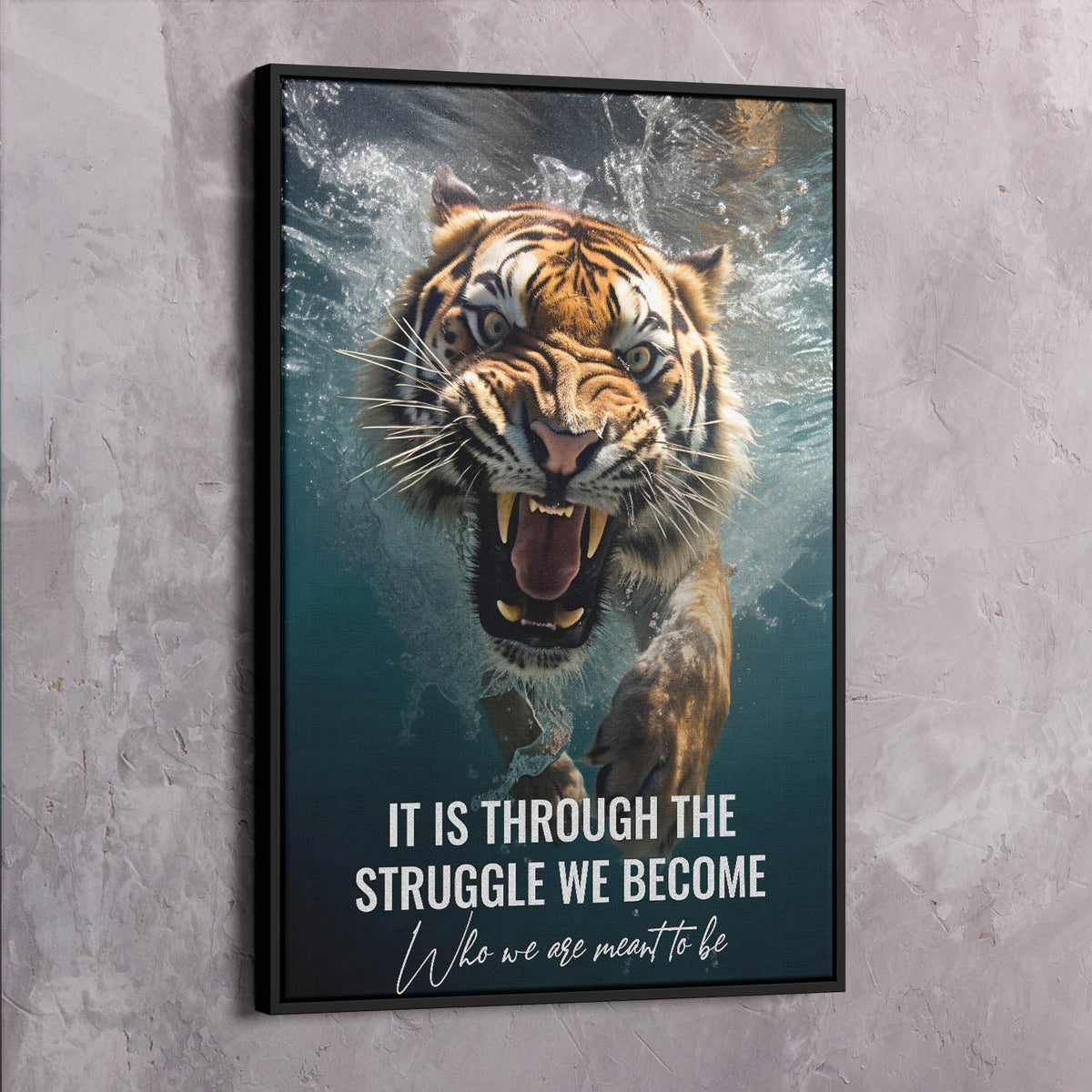 Tiger in Water - Through the Struggle Wall Art, alternate artwork view by Impaktiv