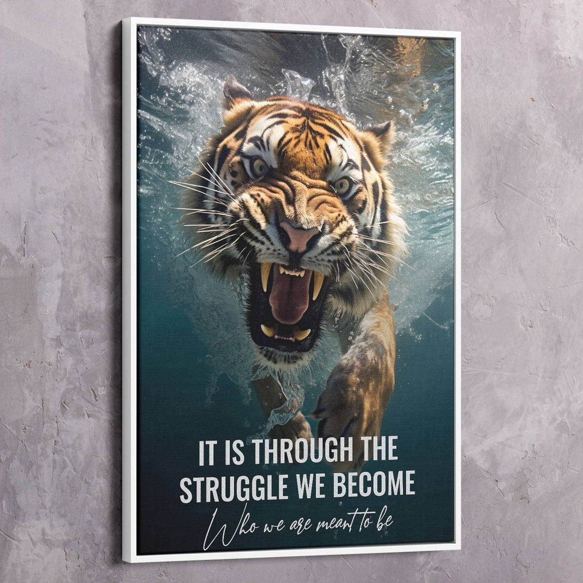 Tiger in Water - Through the Struggle Wall Art, alternate artwork view by Impaktiv