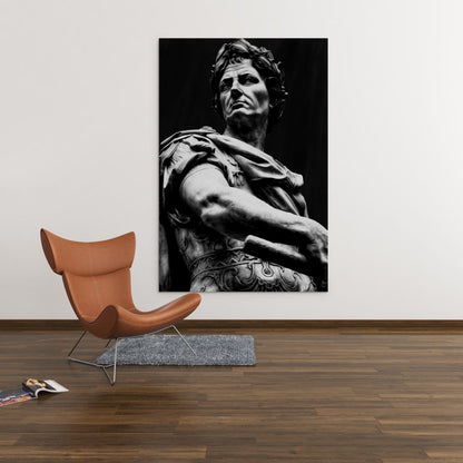 Julius Caesar Sculpture Black & White Wall Art | Inspirational Wall Art Motivational Wall Art Quotes Office Art | Impaktiv Exclusive Canvas Art Portrait