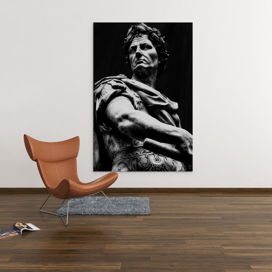 Julius Caesar Sculpture Black & White Wall Art | Inspirational Wall Art Motivational Wall Art Quotes Office Art | Impaktiv Exclusive Canvas Art Portrait