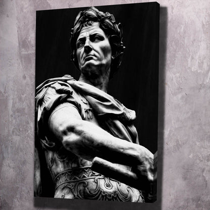 Julius Caesar Sculpture Black & White Wall Art | Inspirational Wall Art Motivational Wall Art Quotes Office Art | Impaktiv Exclusive Canvas Art Portrait