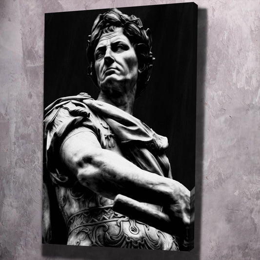 Julius Caesar Sculpture Black & White Wall Art | Inspirational Wall Art Motivational Wall Art Quotes Office Art | Impaktiv Exclusive Canvas Art Portrait