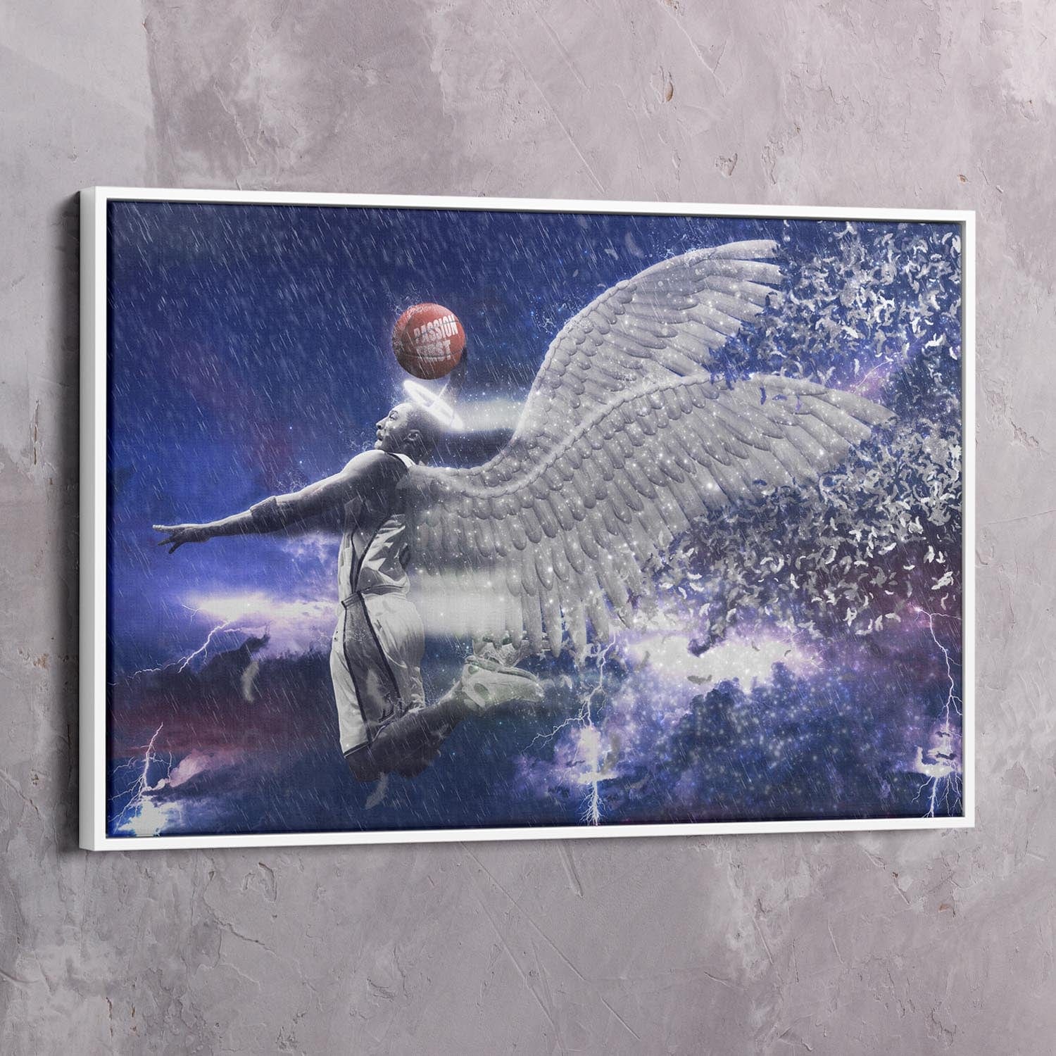 Kobe Bryant Angel - Passion First Wall Art | Inspirational Wall Art Motivational Wall Art Quotes Office Art | Impaktiv Exclusive Canvas Art Landscape