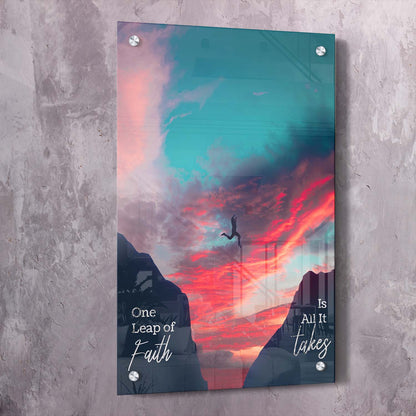 Leap of Faith Art Wall Art | Inspirational Wall Art Motivational Wall Art Quotes Office Art | Impaktiv Exclusive Canvas Art Portrait