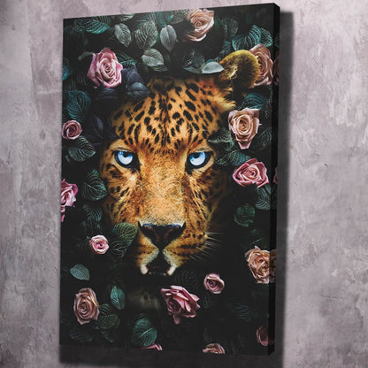 Leopard Roses Wall Art | Inspirational Wall Art Motivational Wall Art Quotes Office Art | Impaktiv Exclusive Canvas Art Portrait