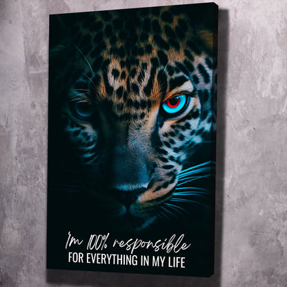 Leopard - You are 100% responsible Quote Wall Art | Inspirational Wall Art Motivational Wall Art Quotes Office Art | Impaktiv Exclusive Canvas Art Portrait