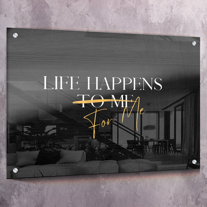 Life Happens FOR Me Quote Wall Art | Inspirational Wall Art Motivational Wall Art Quotes Office Art | Impaktiv Exclusive Canvas Art Landscape