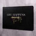 Motivational wall art canvas, dark black with gold and white quote text