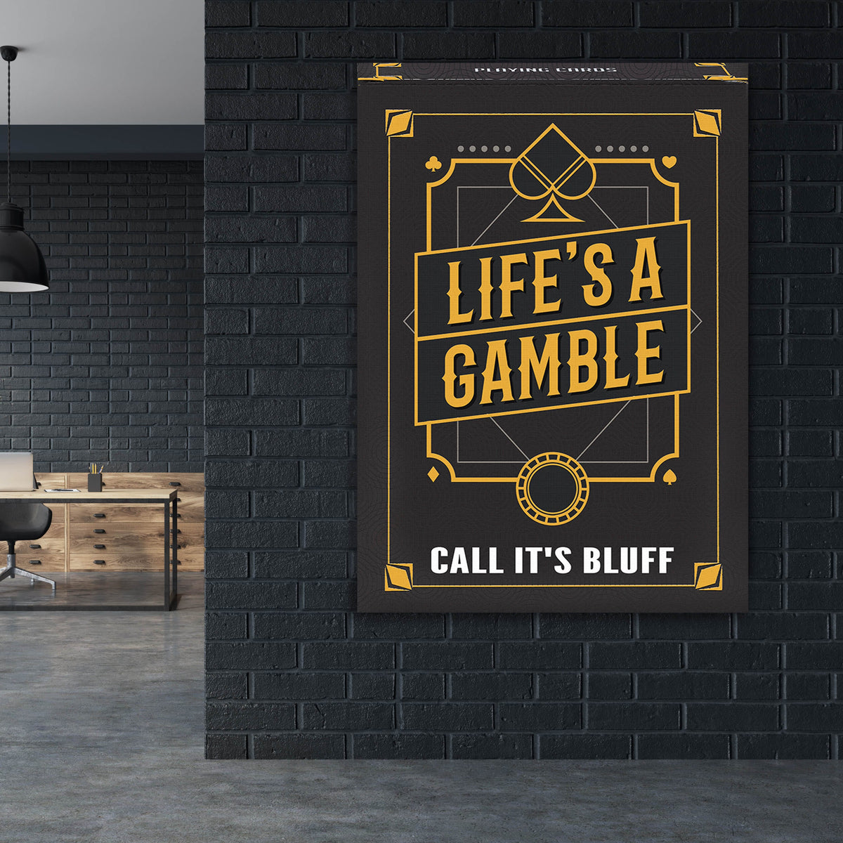 Life's A Gamble Playing Cards Motivational Wall Art, alternate artwork view by Impaktiv