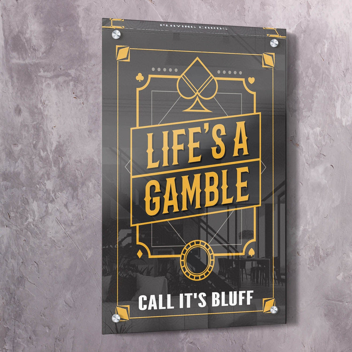 Life's A Gamble Playing Cards Motivational Wall Art, alternate view by Impaktiv
