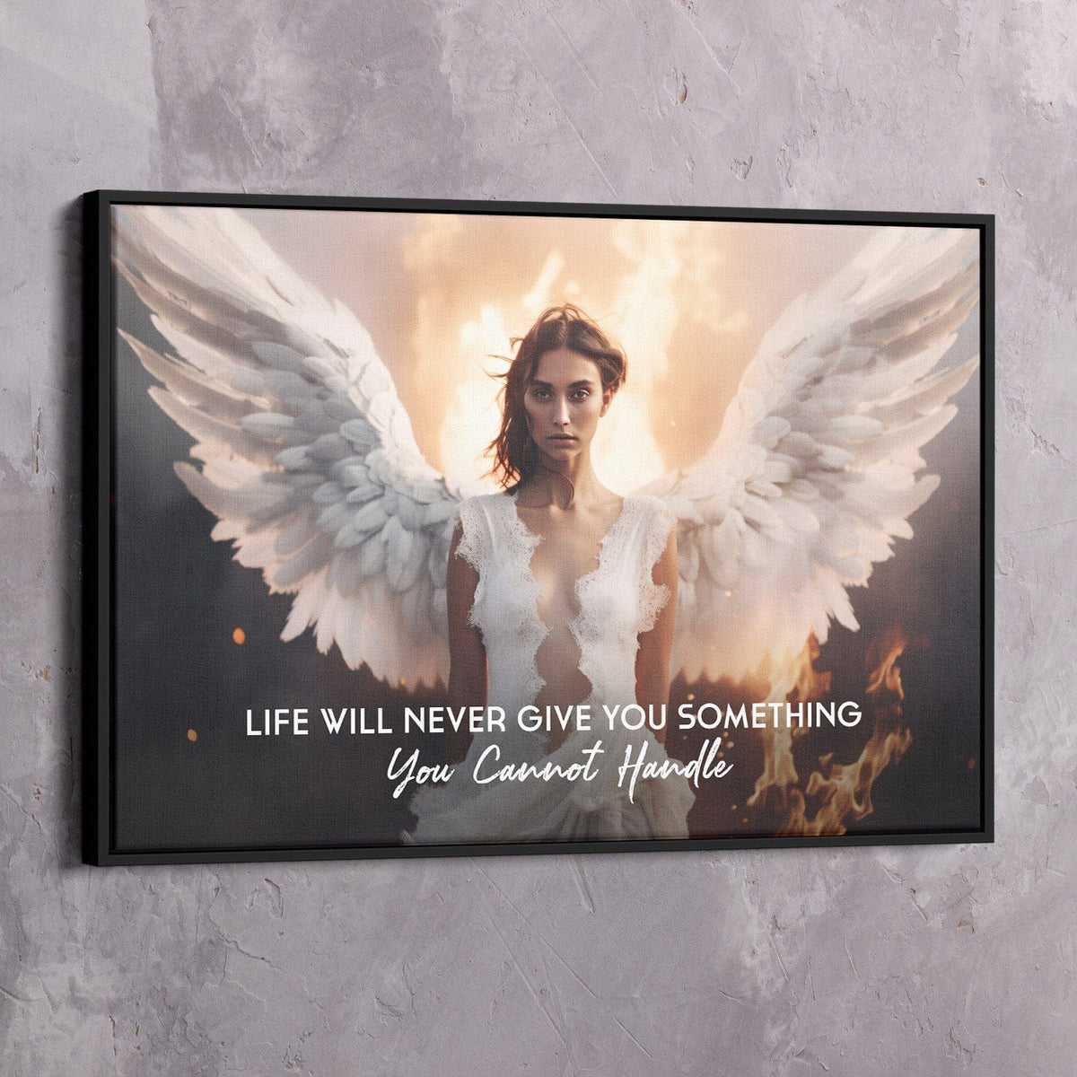 Angelic Resilience - Life Will Never Give You Wall Art, alternate view by Impaktiv