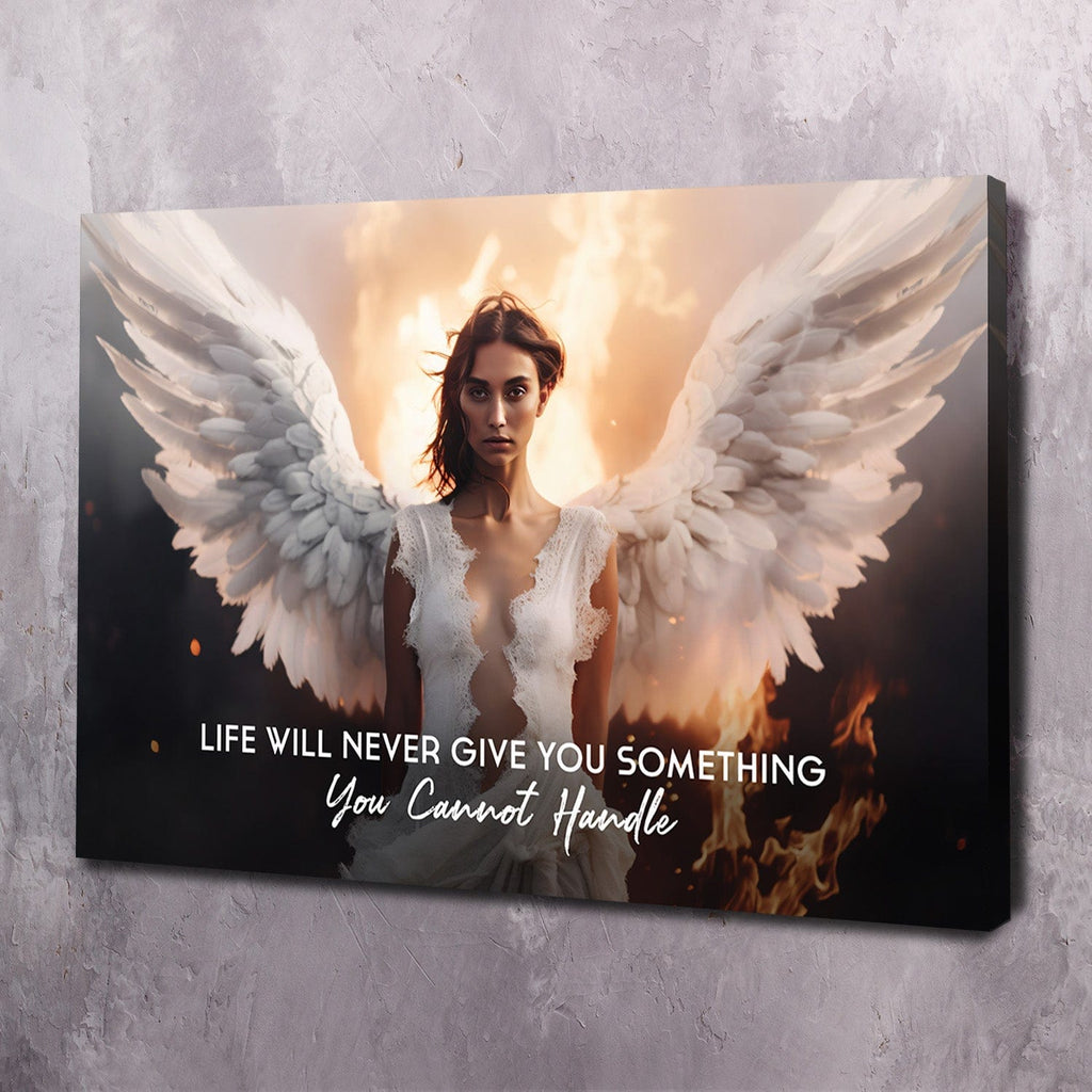 Angelic Resilience - Life Will Never Give You Wall Art, resilience motivational wall art by Impaktiv