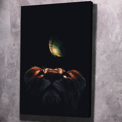 Lion Butterfly Glow Wall Art | Inspirational Wall Art Motivational Wall Art Quotes Office Art | Impaktiv Exclusive Canvas Art Portrait
