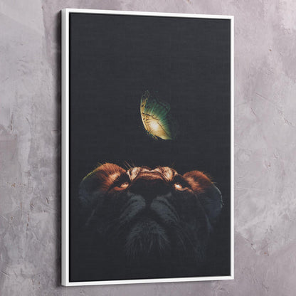 Lion Butterfly Glow Wall Art | Inspirational Wall Art Motivational Wall Art Quotes Office Art | Impaktiv Exclusive Canvas Art Portrait