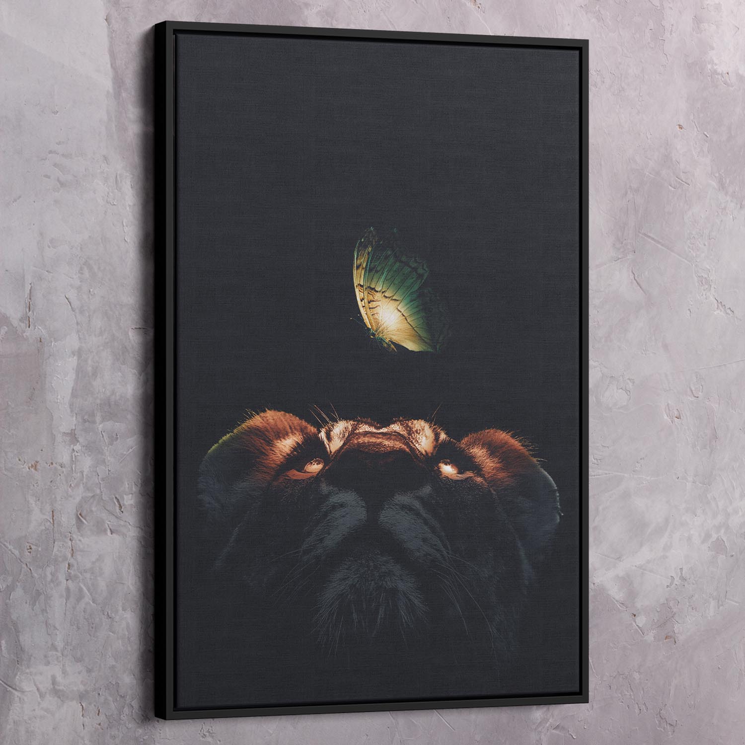 Lion Butterfly Glow Wall Art | Inspirational Wall Art Motivational Wall Art Quotes Office Art | Impaktiv Exclusive Canvas Art Portrait