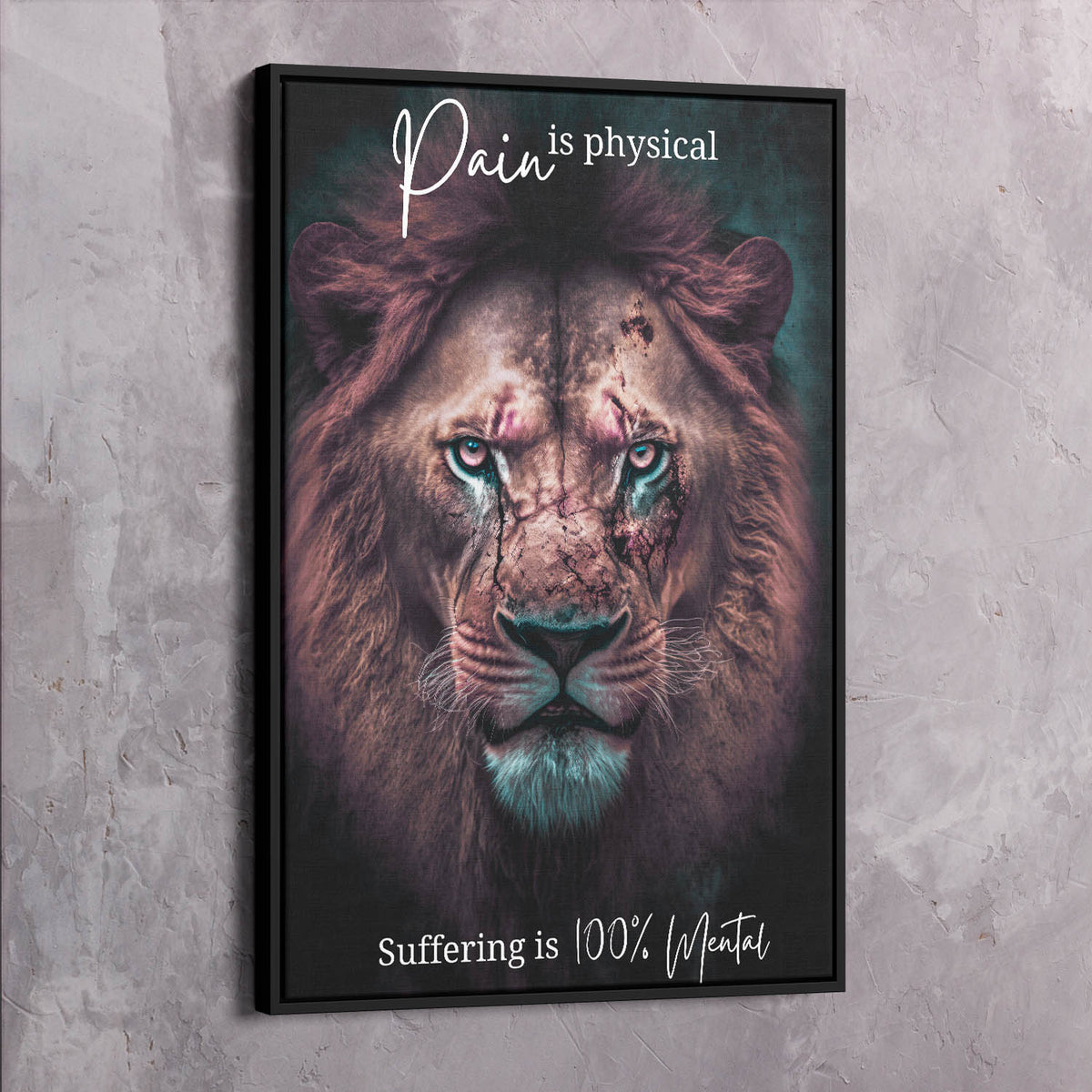 Lion Scars - Pain Is Physical, Suffering Is Mental Wall Art, alternate view by Impaktiv