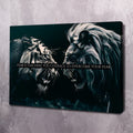 Lion Tiger Faceoff - Fear is teaching you courage Wall Art, alternate artwork view by Impaktiv