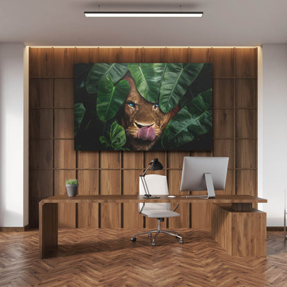 Lion Tropical Leaves Wall Art | Inspirational Wall Art Motivational Wall Art Quotes Office Art | Impaktiv Exclusive Canvas Art Landscape