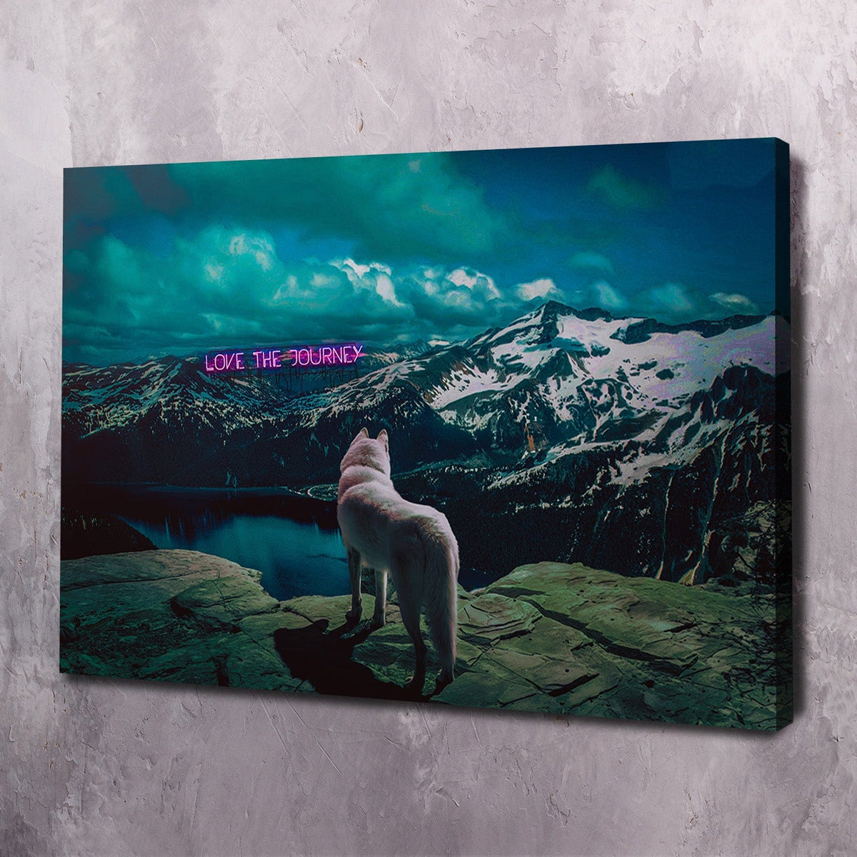 Love The Journey Wolf Adventure Wall Art, inspirational quote wall art by Impaktiv